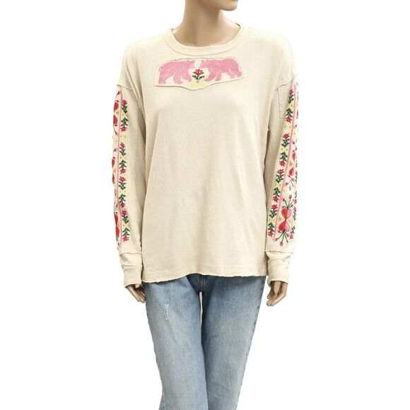 Free People We The Free All My Heart Tee Tunic Top Floral Embroidered M 283098 - Picture 4 of 8